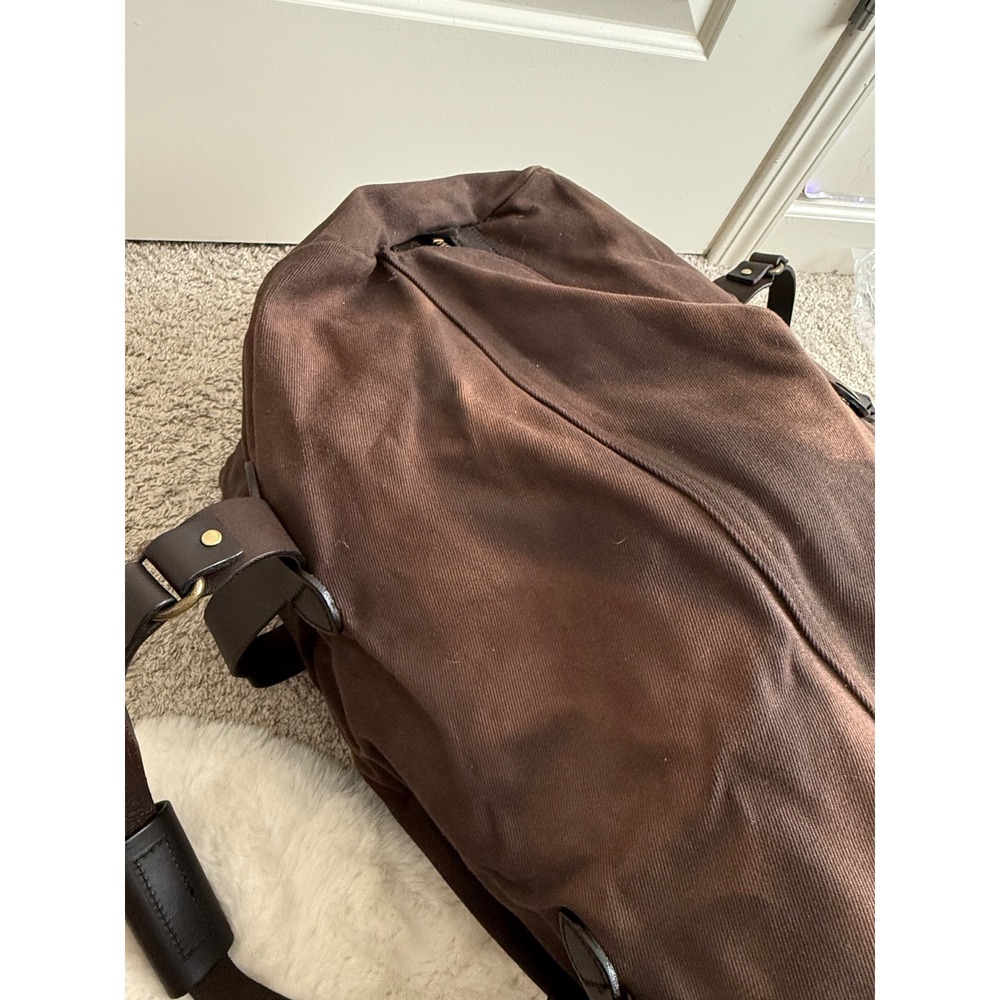 Filson Rugged Twill Duffle Bag Cinder Brown Leather Trim Travel Heavy Canvas - Picture 12 of 16